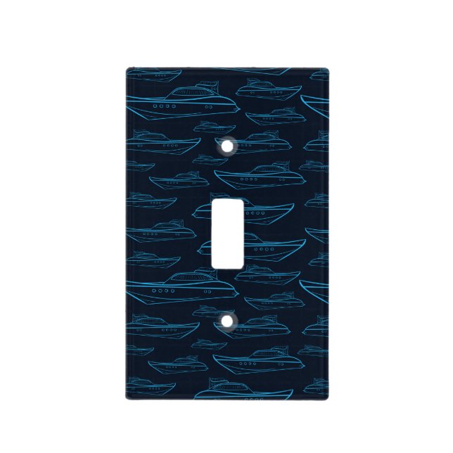 Blue Yacht Pattern Light Switch Cover (Front)