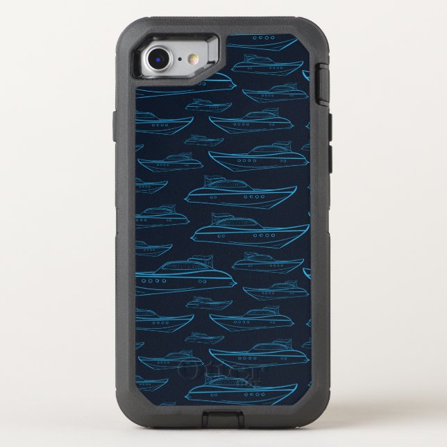 Blue Yacht Pattern Otterbox iPhone Case (Back)