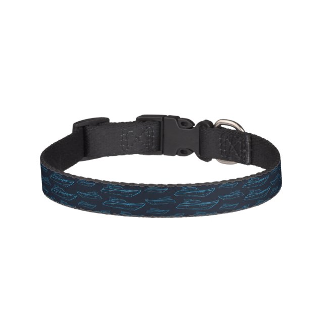 Blue Yacht Pattern Pet Collar (Front)