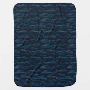 Blue Yacht Pattern Receiving Blanket