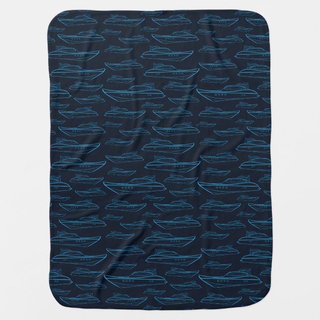 Blue Yacht Pattern Receiving Blanket (Front)