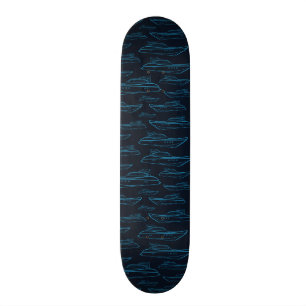 Blue Yacht Pattern Skateboard