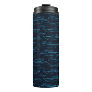 Blue Yacht Pattern Thermal Tumbler