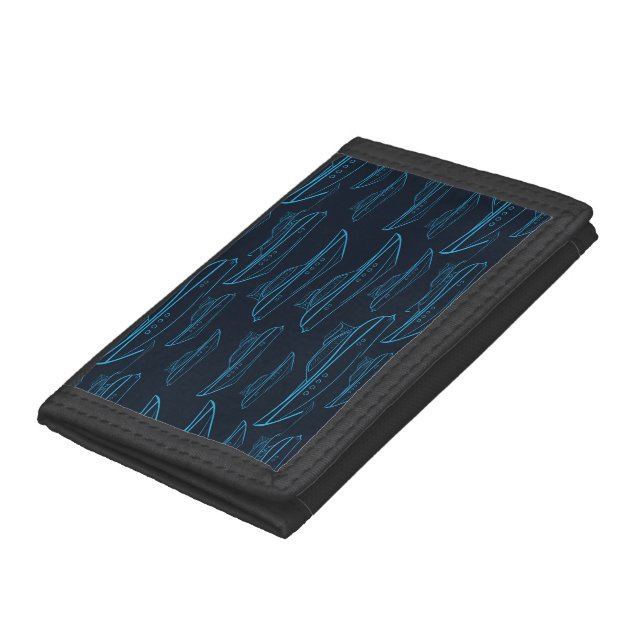 Blue Yacht Pattern Tri-fold Wallet (Bottom)