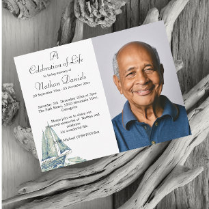 Blue Yacht Photo Celebration of Life Card