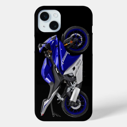 Blue Yamaha Yzf_R125 Motorcycle iPhone 15 Plus Case