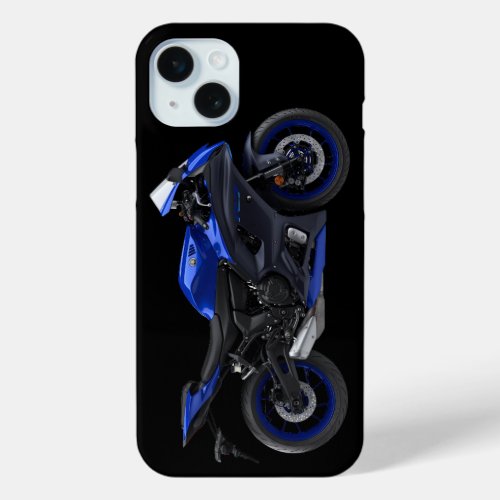 Blue Yamaha Yzf_R7 Motorcycle iPhone 15 Plus Case