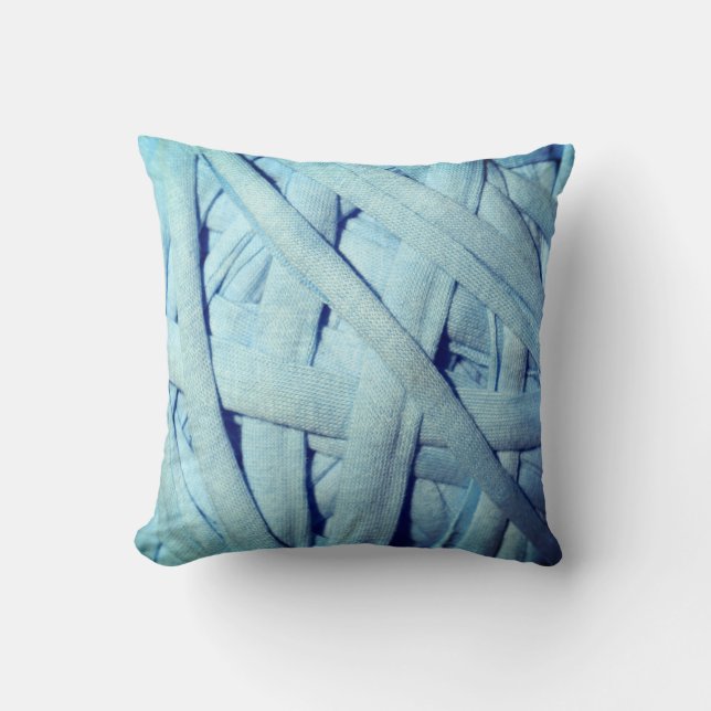 Blue Yarn Details Lines Texture Cushion Pillow (Front)
