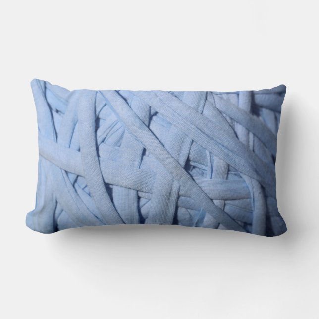Blue Yarn Details Lines Texture Cushion Pillow (Front)