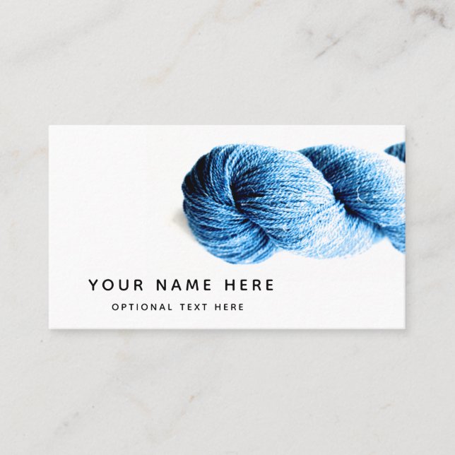 Blue Yarn Knitting Fiber Arts Modern Minimal Business Card (Front)
