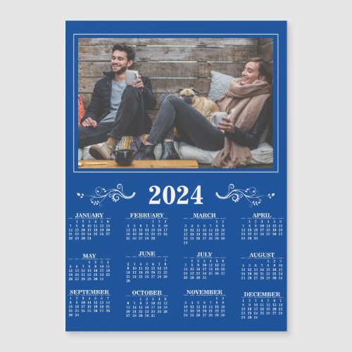 Blue Year 2024 Photo Calendar with Foliage 