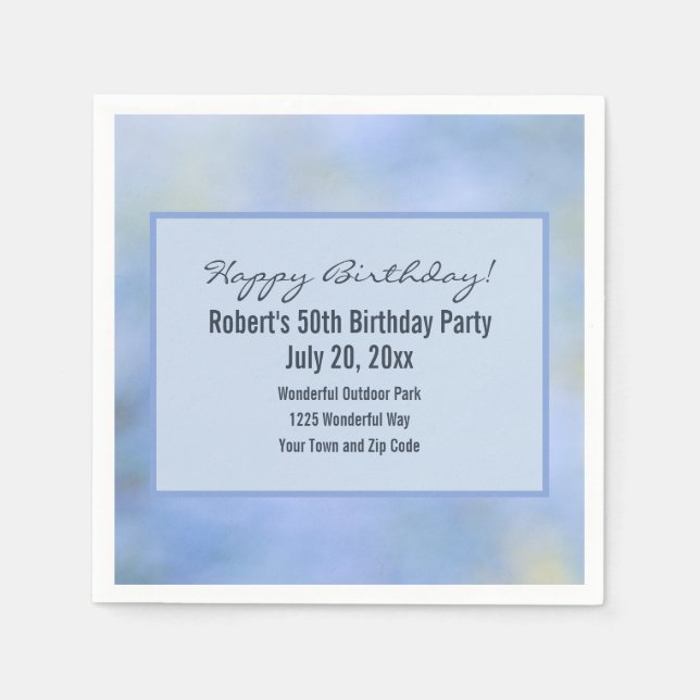 Blue Yellow Abstract Palo Verde Event Details Napkins (Front)