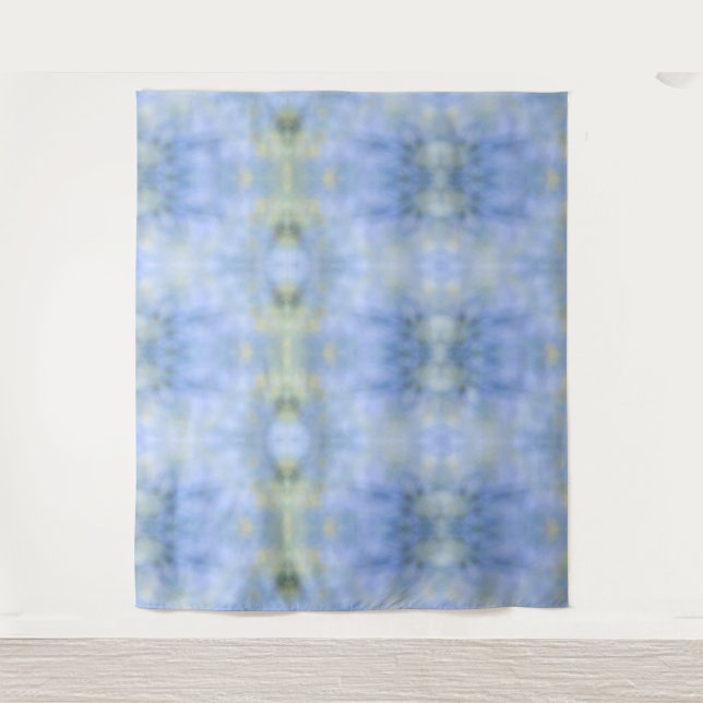 Blue Yellow Abstract Palo Verde Tiled Pattern Tapestry (Front)