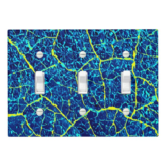 Blue / Yellow Abstract Pattern Light Switch Cover (In Situ)