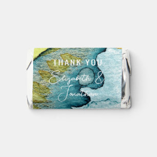 Blue Yellow Abstract Watercolor Art Unique Wedding Hershey's Miniatures