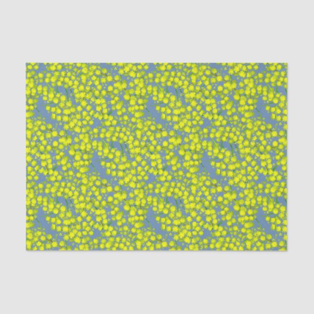 Blue yellow acacia art tissue paper (Front)