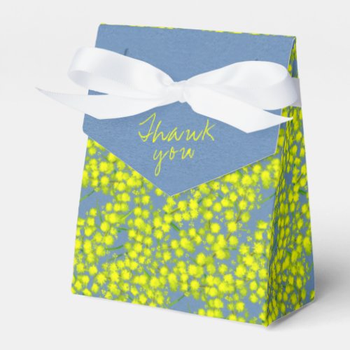Blue yellow acacia wattle art thank you gift boxes