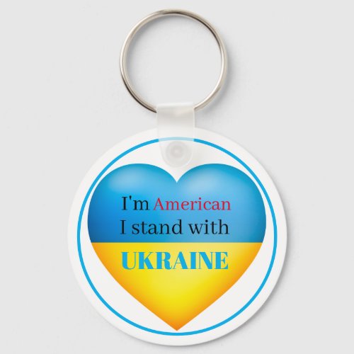 Blue Yellow American Stand With Ukraine Keychain