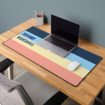 Blue Yellow and Coral Pink Stripes Pattern  Desk Mat<br><div class="desc">Brighten up your workspace with the Blue, Yellow, and Coral Pink Stripes Pattern Desk Mat. Featuring a lively combination of cool blue, warm yellow, and soft coral pink stripes, this mat provides a smooth surface for your keyboard and mouse while adding a stylish pop of color to your desk. Perfect...</div>