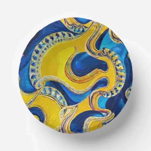 Blue yellow and gems inspired artsy paper bowls
