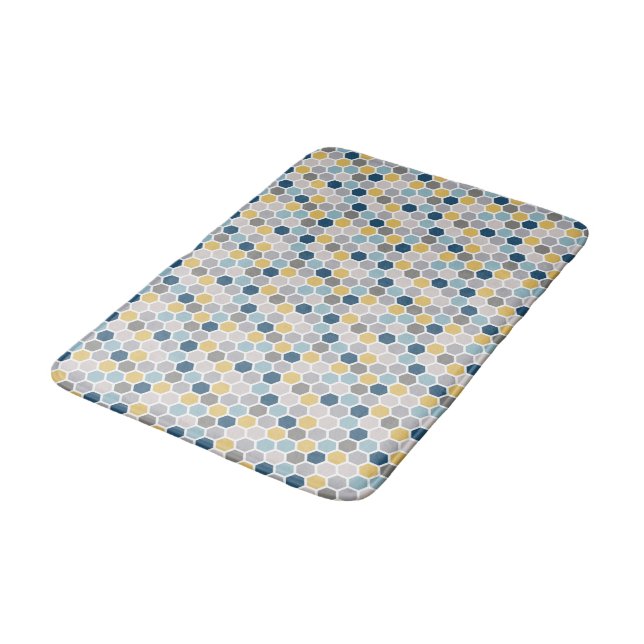 Blue, yellow and gray bathmat (Angled)