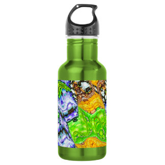 Blue, Yellow and Green Fluid Abstract Water Bottle