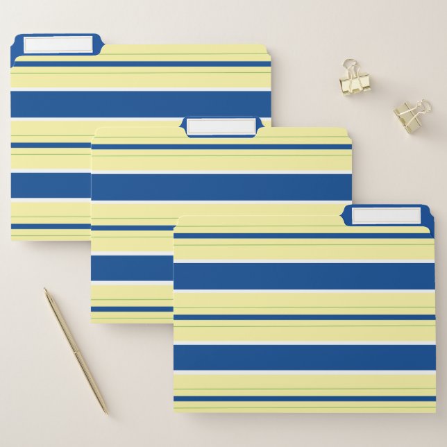 Blue, Yellow And Green Stripes File Folder (Set)