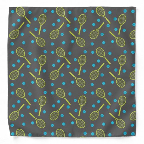 Blue Yellow and Grey Tennis Pattern Bandana