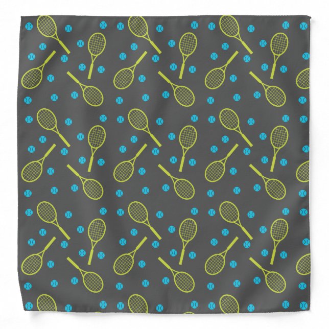 Blue Yellow and Grey Tennis Pattern Bandana (Front)
