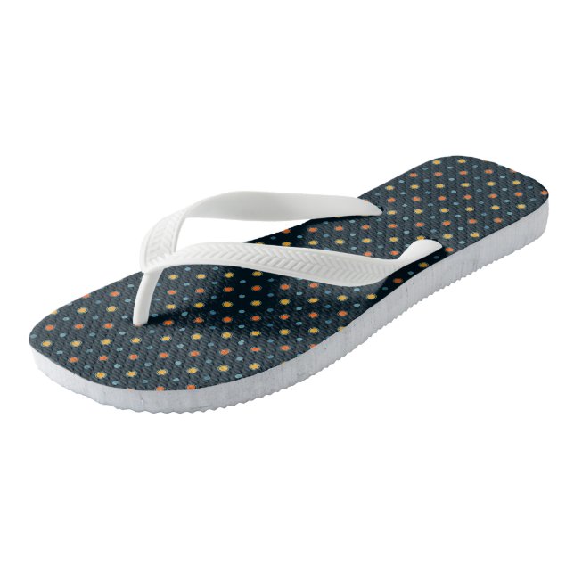 Blue, yellow and orange Dots  Flip Flops (Angled)