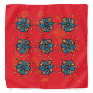 Blue Yellow and Orange Flower Bandana