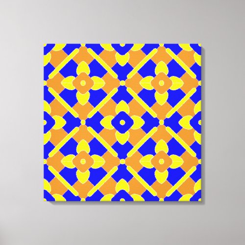 Blue Yellow And Orange Tile Pattern Canvas Print