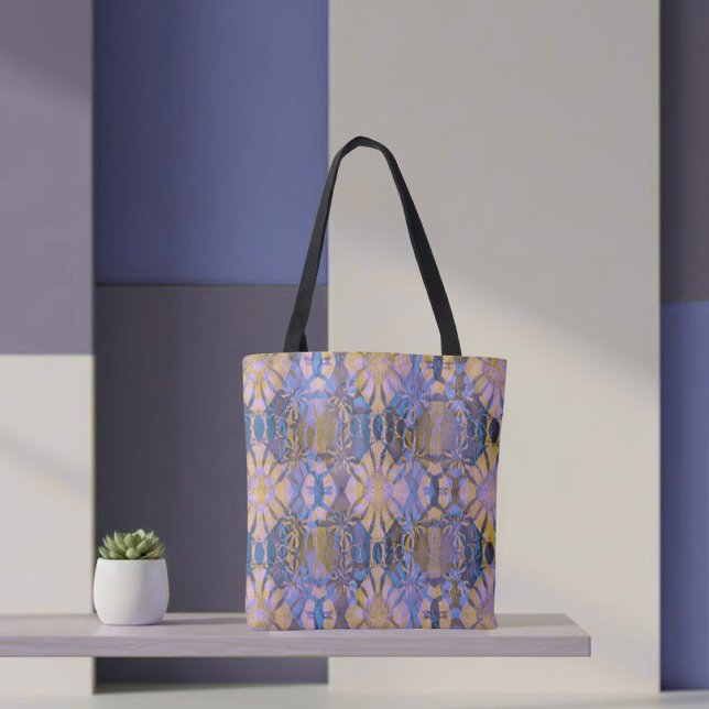 Blue, Yellow and Purple Batik Style Tote Bag (Creator Uploaded)