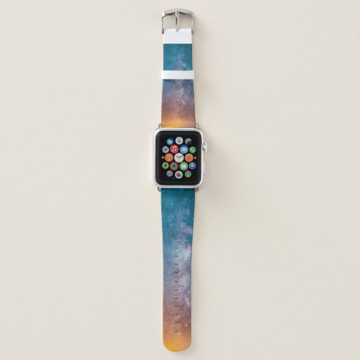 BLUE, YELLOW, AND PURPLE STARRY SKY DURING NIGHTTI APPLE WATCH BAND
