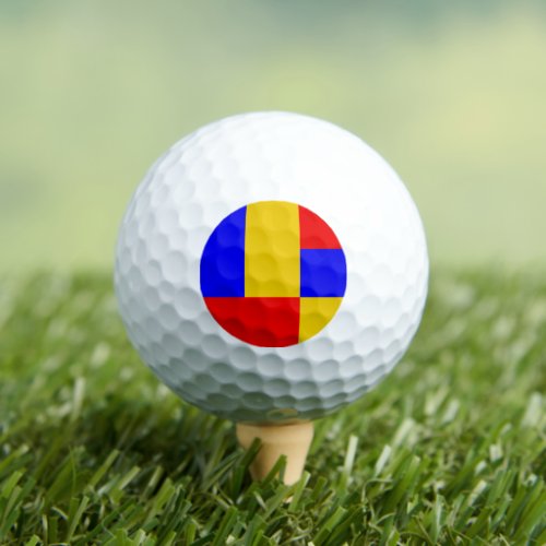 Blue Yellow And Red Color Block Print Golf Balls