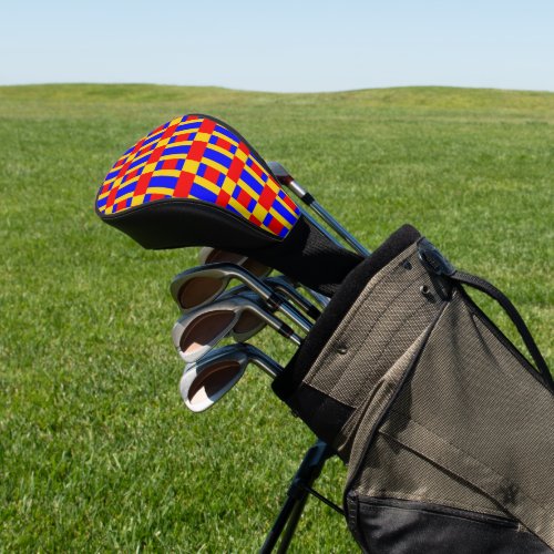 Blue Yellow And Red Color Block Print Golf Head Co Golf Head Cover
