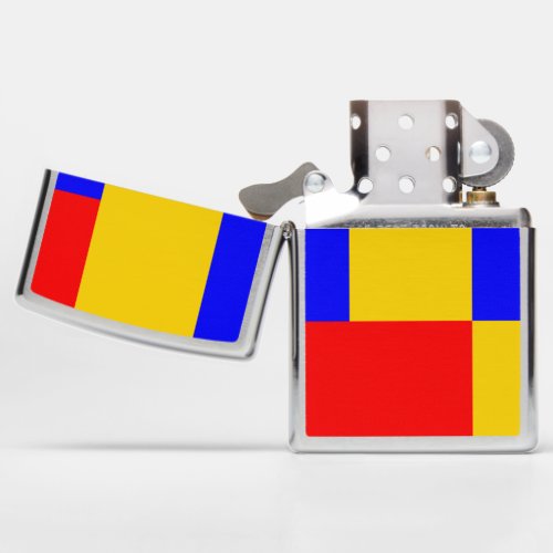 Blue Yellow And Red Color Block Print Zippo Lighter