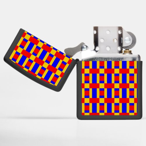 Blue Yellow And Red Color Block Print Zippo Lighter
