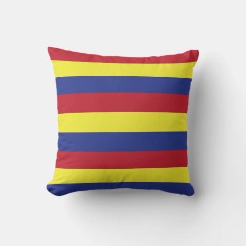 Blue Yellow and Red Stripes Throw Pillow