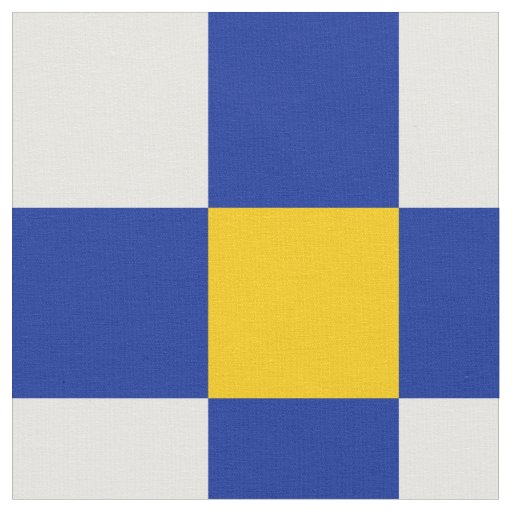 Blue, yellow and white checkerboard pattern fabric