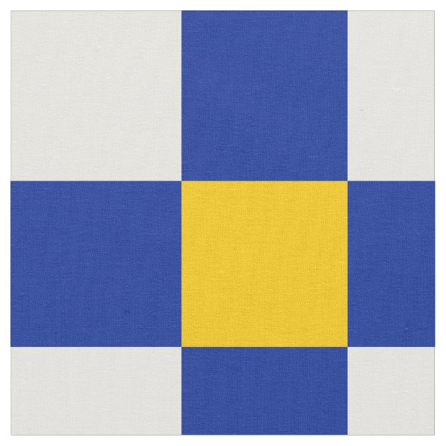 Blue, yellow and white checkerboard pattern fabric (Close Up)