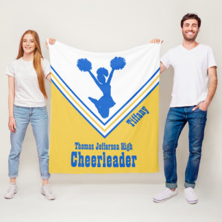 Blue Yellow and White Cheerleader Fleece Blanket