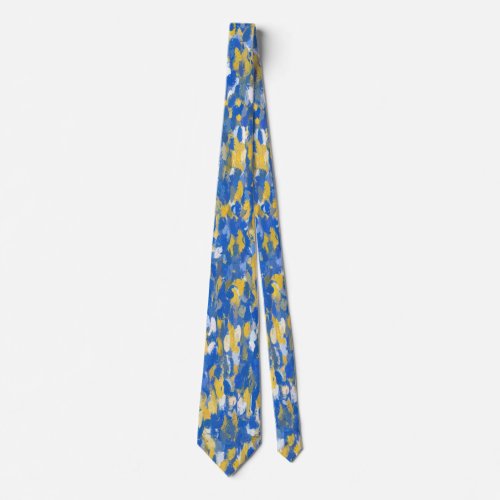 Blue Yellow and White Paint Splashes 8200 Neck Tie