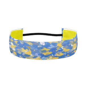 Blue, Yellow and White Paint Splashes Athletic Headband