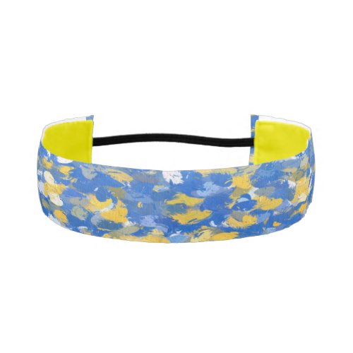 Blue Yellow and White Paint Splashes Athletic Headband