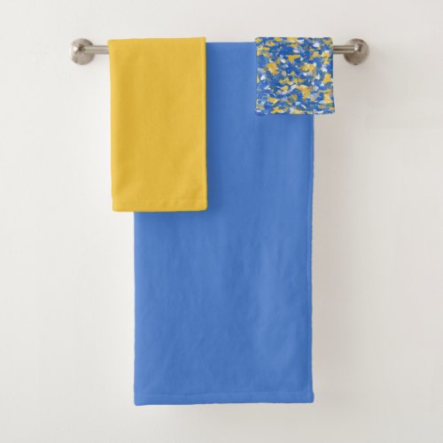 Blue Yellow and White Paint Splashes  Bath Towel Set