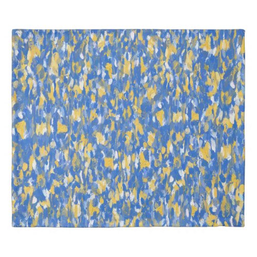 Blue Yellow and White Paint Splashes  Duvet Cover