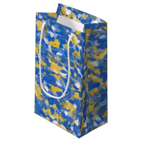 Blue Yellow and White Paint Splashes Small Gift Bag