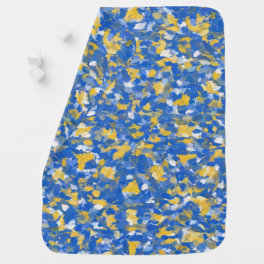 Blue, Yellow and White Paint Splashes Swaddle Blanket