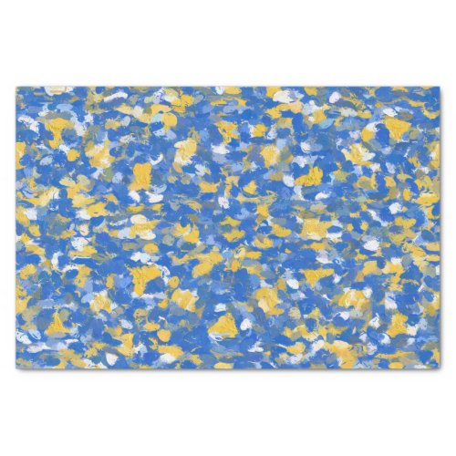 Blue Yellow and White Paint Tissue Paper